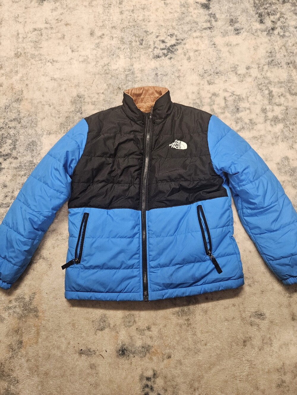 Kids Blue And Black North Face Puffer Jacket
